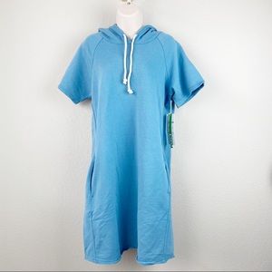 Pact 100% organic cotton blue hoodie dress